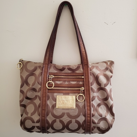 Coach Brown Tan Poppy Tote bag 13326 - Picture 3 of 8